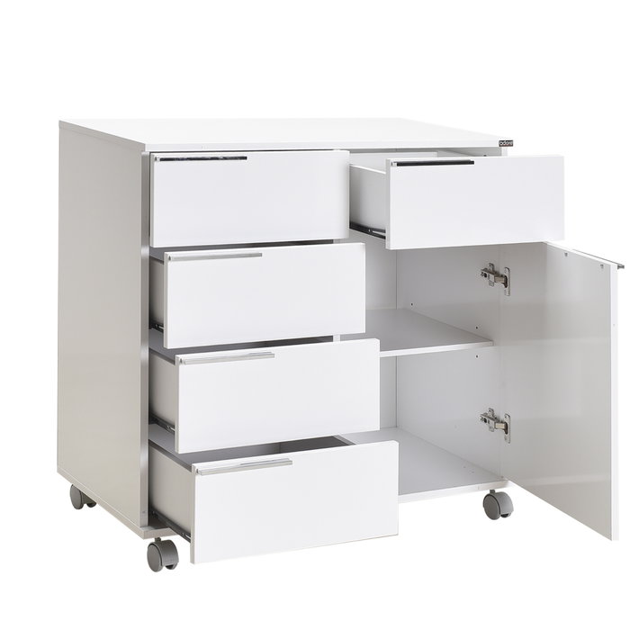 Hanah Home Armario Multiusos Blanco con 5 Cajones Hanah Home Armario Multiusos Blanco con 5 Cajones